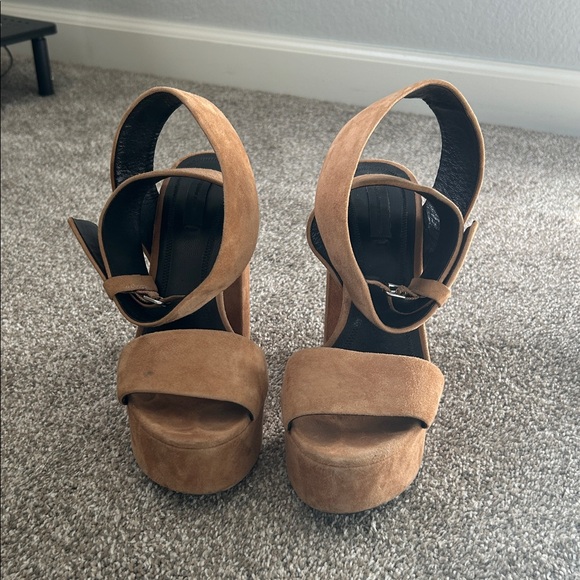 Alexander Wang Tan Leather Platform HeelsDesigner High Heels Size 7